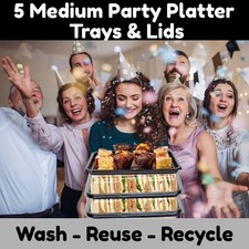 5 x Medium Serving Platters & Lids (390 x 295 x 70mm) Buffets/Parties & Events