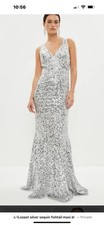 Brand New With Tags Silver Sequin Evening Dress By Coast Size 12