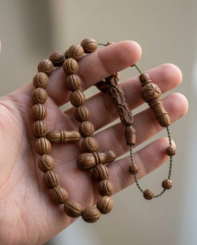 Hand carved kuka wood prayer - carved,