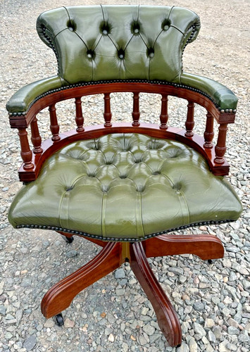 Green leather swivel - green,