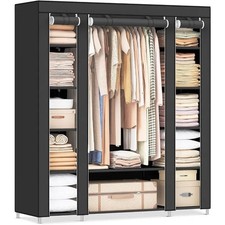 Canvas Fabric Wardrobe Large Portable Clothes Closet Storage Cupboard Dust Proof