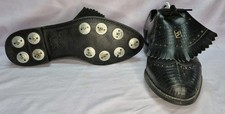Mens black UK size 8 Stylo Matchmakers studded golfing shoes/brogue VGC
