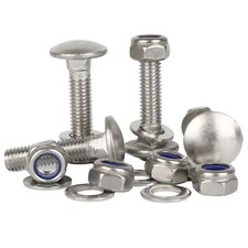 M6 Carriage Bolts Coach Bolt + Nyloc Lock Nuts & Washers Kit A2 Stainless Steel