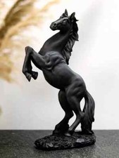 Black Rearing Horse Statue Modern Resin Equestrian Sculpture Home Decor Gift