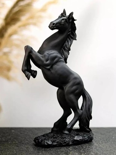 Black rearing horse - black,