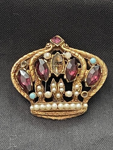 Vintage crown brooch - vintage,