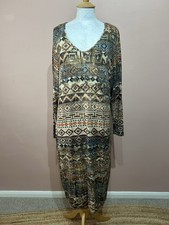 Sahara Aztec Print Jersey Cocoon Midi Dress Label Size L UK 16-18