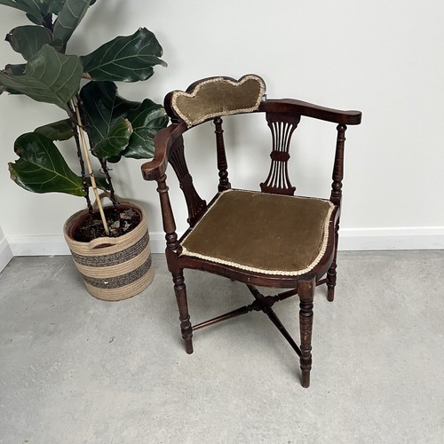 Edwardian mahogany scroll arm - mahogany,
