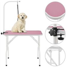 Foldable Pet Dog Cat Grooming Table w/Adjustable Loop Noose Arm Non Slip Pink