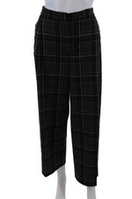 Bimba Y Lola Womens High Rise Straight Leg Plaid Pants Black Gray Size EU 38