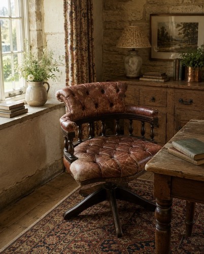 Antique captains chair - antique, red