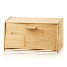 Bamboo Wooden Bread Bin Lift Up Lid Food Loaf Storage Container Box Counter Rack