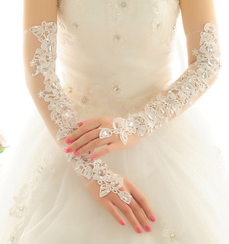 Long floral gloves lace bride - long,
