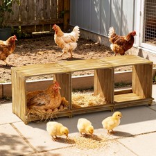 3-Compartment Wooden Chicken Nest Box Hen Bantam Poultry Laying Egg Nesting Home