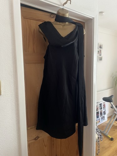 Ladies black satin multi way - black,