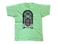 Vintage 80s Rowe Jukebox T-Shirt Large Neon Green Single Stitch Screen Stars