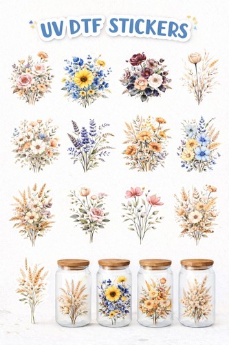 Colorful flowers dtf - uv,
