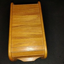 Vintage Mid Century Oak-Tech Wooden Roll Top Desk Top File Organizer