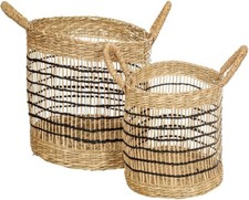 Home Storage Baskets HandmadeOpen Seagrass Weave Handmade Sass Belle Pack of 2