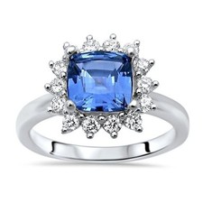 3.35 Ct Cushion Natural Sapphire & Diamond Wedding Ring 925 Sterling Silver Sz 9