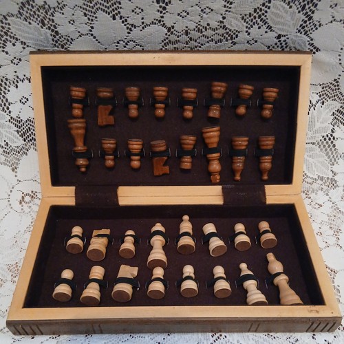 Vintage wooden chess board - vintage,