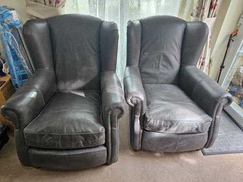Grey leather wingback - 2,