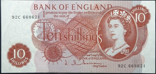 Qeii ten shilling - ten, banknote