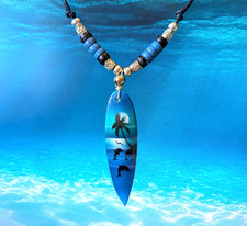 Necklace Surfer Surfboard Pendant Bracelet Boys Mens Blue Adjustable Large Small