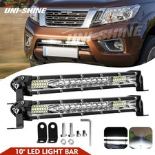 2PCS Single Row 10" LED GRILLE LIGHT Bar Combo FOR NISSAN NAVARA D23 NP300 15-21