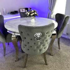 marble dining table Set + 4 plush velvet knocker chairs