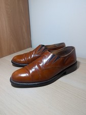 MENS TAN LEATHER BALLY SIZE 9 EU 43 LEATHER SOLED LOAFER SLIP ONS SHOES