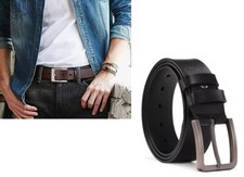 Men's Extra Long 1.5'' wide Adjustable Buckle Leather Belt Black, Brown , Tan C