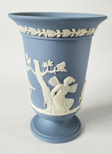Wedgwood jasper blue vase - jasper,