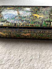 Antique/Vintage Papier Mache Box with Wild Animal Scene Bits & Bobs post 1940