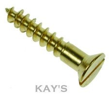 SLOTTED COUNTERSUNK WOOD SCREWS SOLID BRASS ALL LENGTHS & GAUGES 2,3,4,6,8,10,12