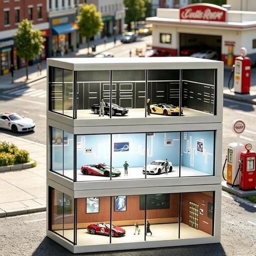 Diorama car garage model - 1/64,