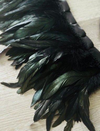 Black green feather hand - hand, made