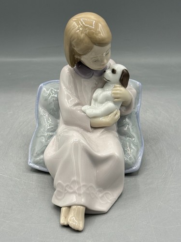 Lladro nao girl with dog - girl, puppy