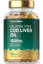 Cod Liver Oil Gelatine Free 1000mg | 120 Capsules | High Strength Supplement... 