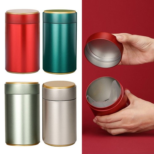 Tinplate tea jar - round, coffee