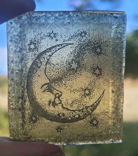 Stained glass moon painted - moon,