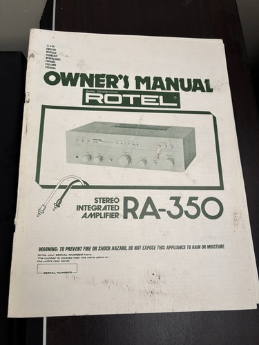 Rotel ra350 user - rotel,
