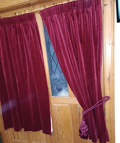 Vintage velvet curtains - vintage, red