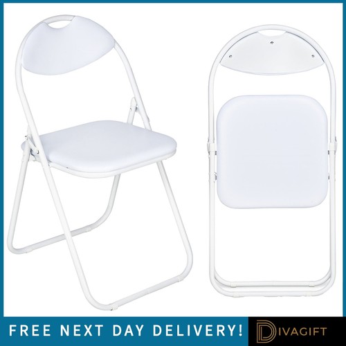 White folding chair - chair, foldable
