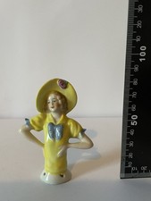 Rare Vintage Half Doll Pin Cushion Lady Crinoline Retro Antique Marked Foreign