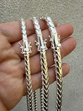Real Solid 925 Silver Round Franco Chain 5-7mm Necklace Handmade W. Box Clasp