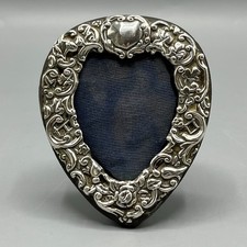 Antique Solid Sterling Silver Photo Frame Small Heart Love Partial Hallmark