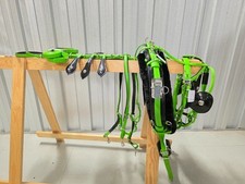Biothane Quick Hitch Horse Harness Green And Black With Rubber Girth Trotting