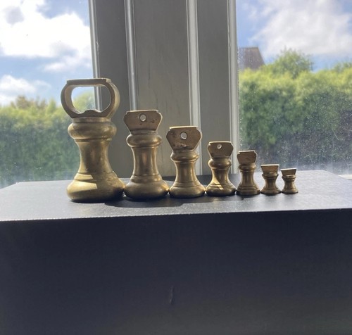 Brass weights vintage scales - brass,