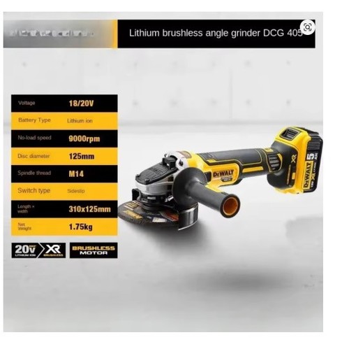 Dewalt dcg405 125mm - 125mm, flat